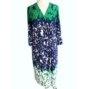 Studio One New York Blue Green White Dress Size 1X